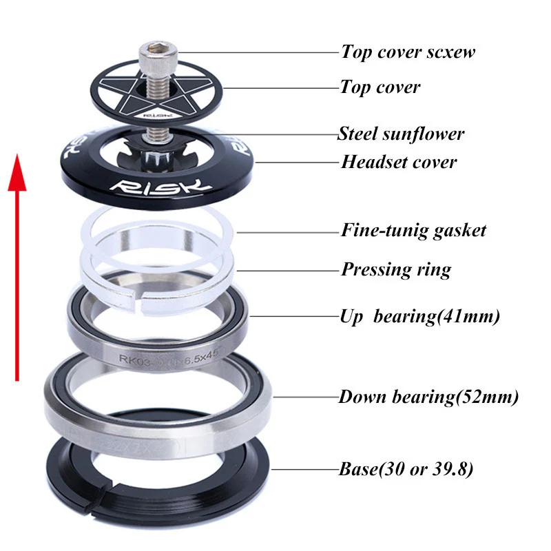 Гарнитура велосипедная со встроенными подшипниками 41 8 52 мм для прямых вилок 28 6
