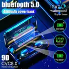 Bluetooth-наушники TWS V5.0, сенсорные беспроводные наушники 9D, спортивная водонепроницаемая стереогарнитура, светодиодный дисплей с микрофоном