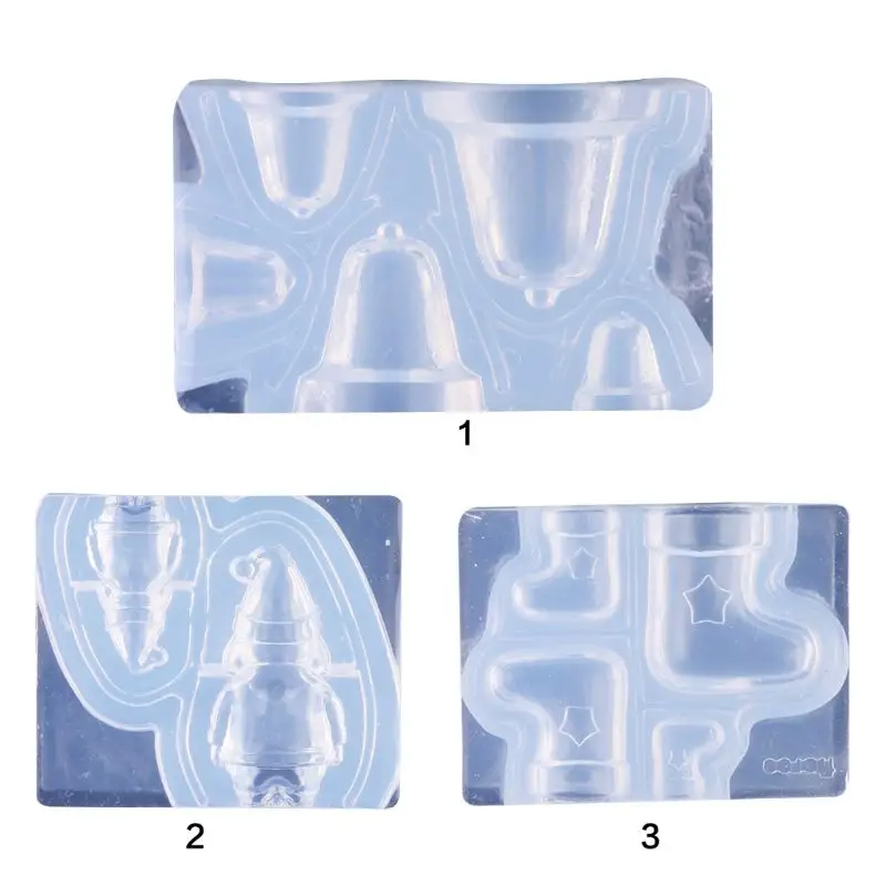 

Прозрачная эпоксидная форма «сделай сам», Рождественская силиконовая форма в виде колокольчика, сапог, Санта-Клауса, украшения ручной рабо...