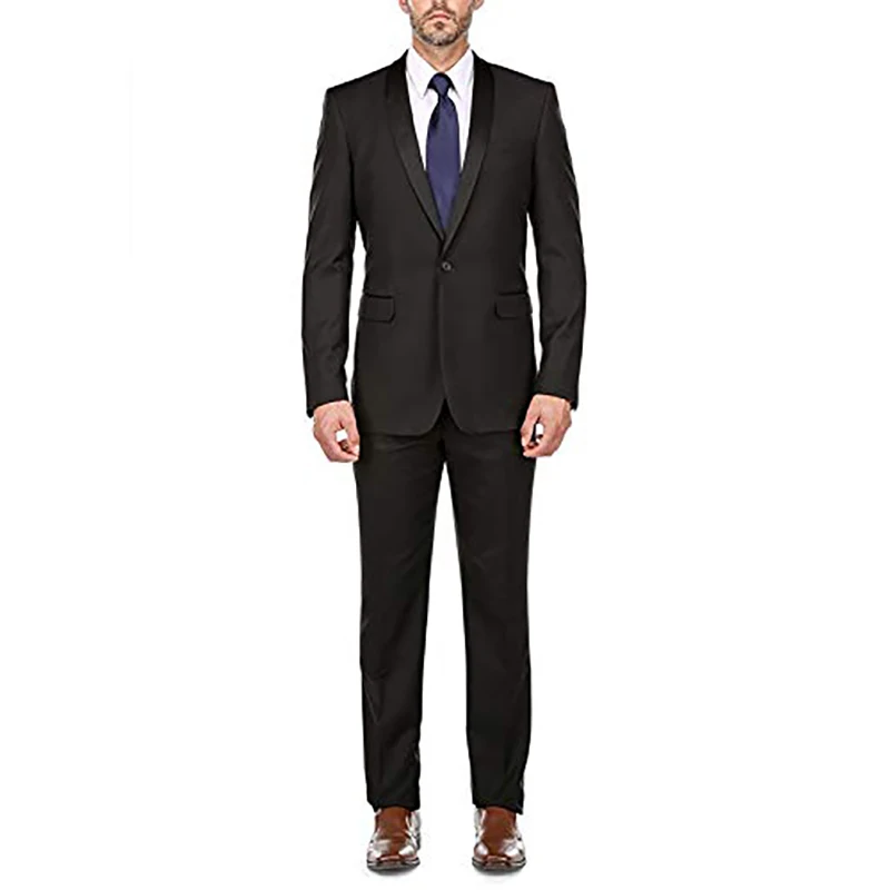 

Men's Slim Fit Suits 2 Piece Jacket Pants Sets Groom Wedding Party Shawl Collar Single Breasted Tuxedo Formal Business Blazer