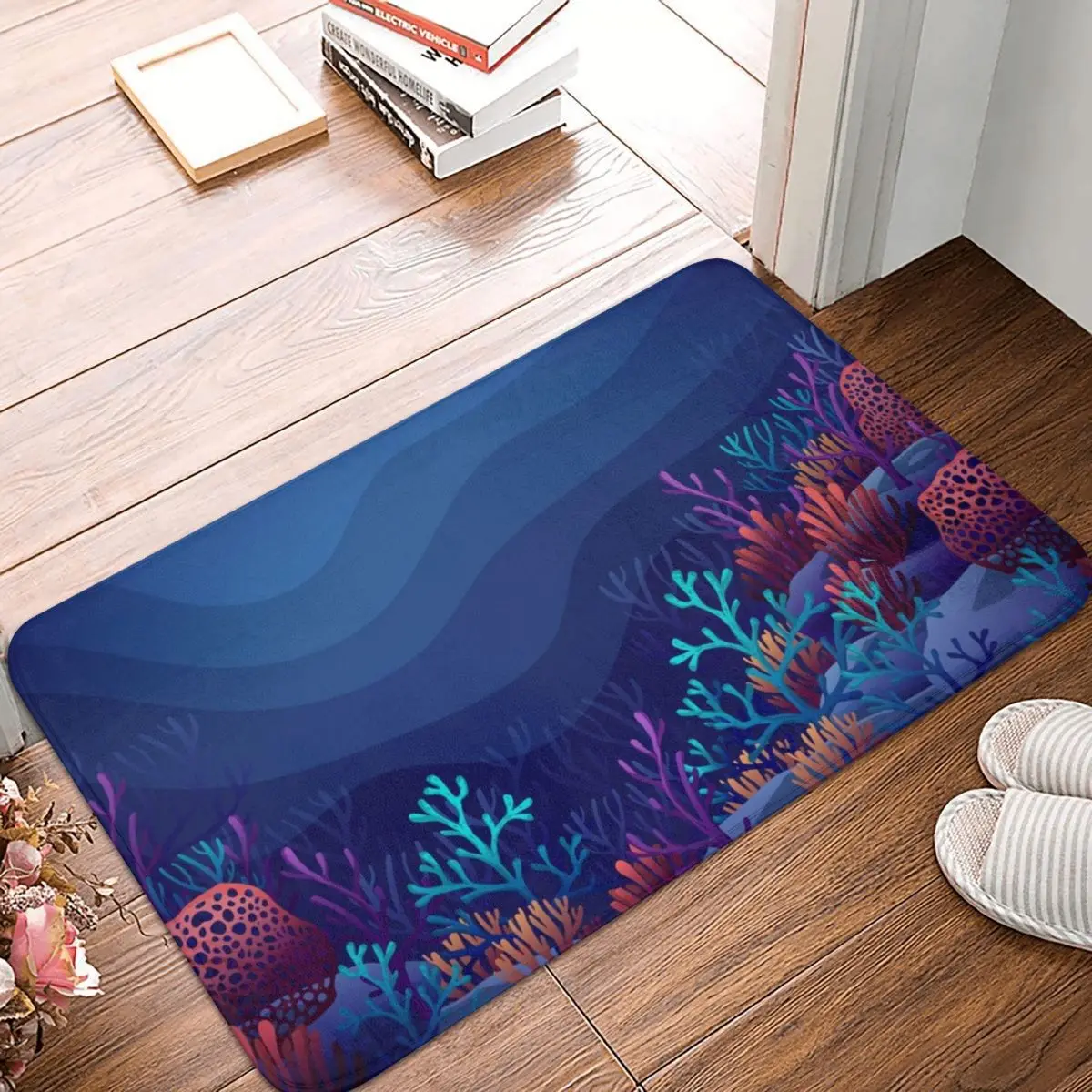 

Under Sea Ocean Bathmat Doormat Carpet Mat Rug Polyester PVC Non-Slip Floor Decor Bath Bathroom Kitchen Bedroom 40x60