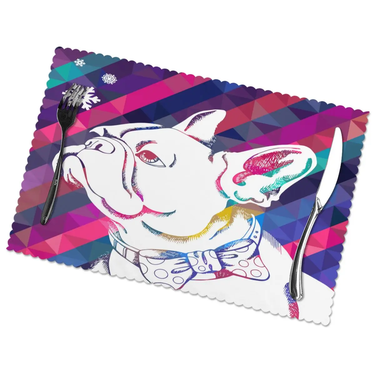 

Коврики для стола, подставки для напитков, подставки для стола, мультяшный Французский бульдог со снежинками, подставки для чашек и кофейны...