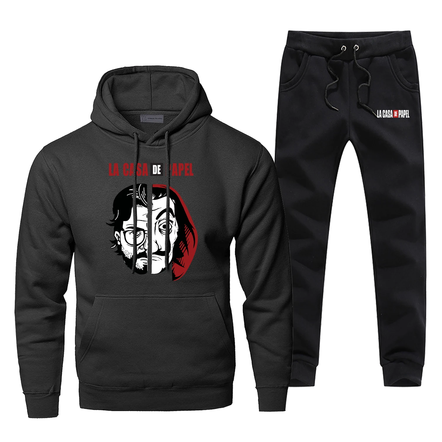 

La Casa De Papel Hoodies Pants Sets Men Money Heist Dali Sweatshirt La Casa De Papel Casual Sportswear Mens Fleece Streetwear