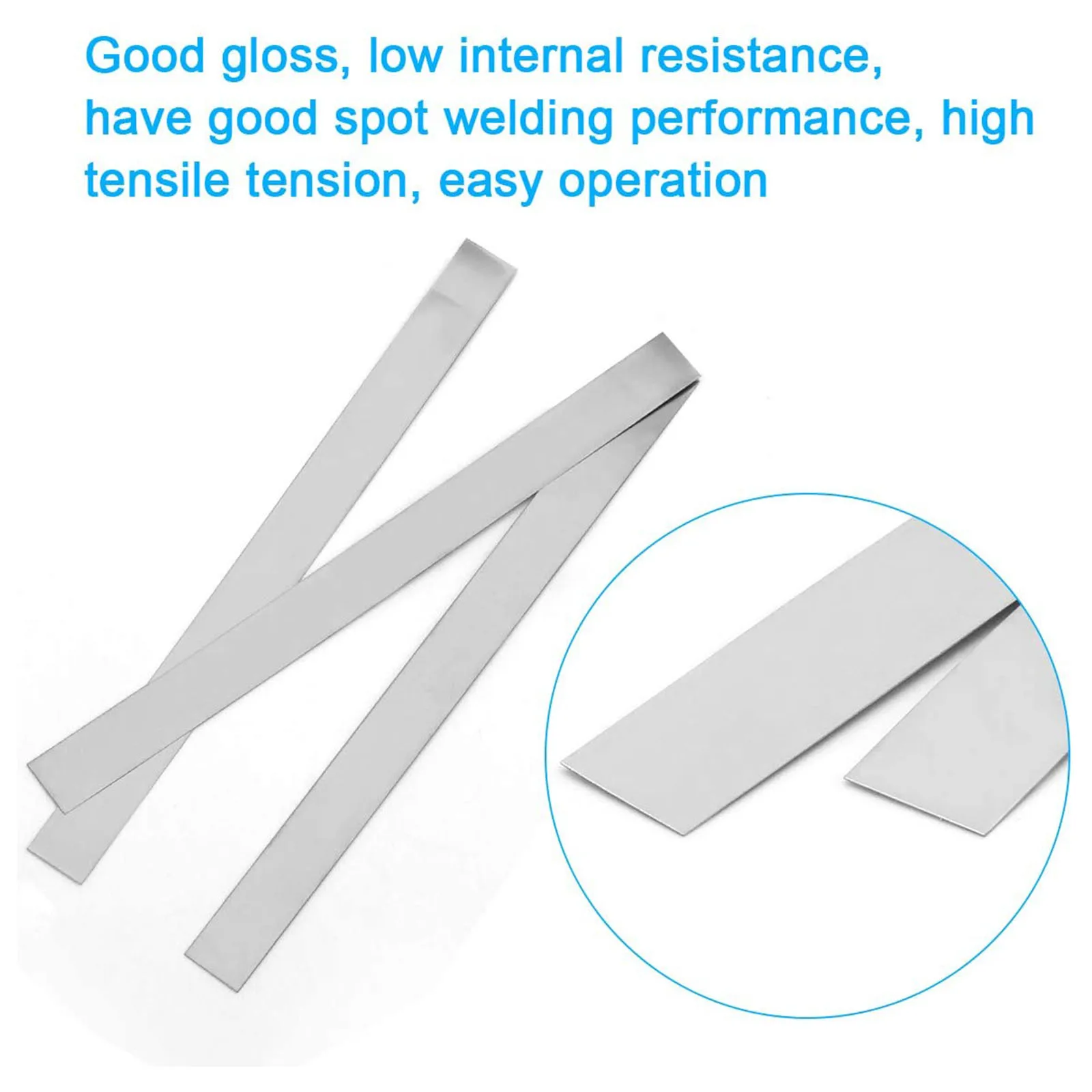 

18650 Lithium Battery Nickel Sheet Nickel Strip Pure Nickel Strip High Purity 0.15*6*50mm 50pcs Nickel-plated Steel Strip