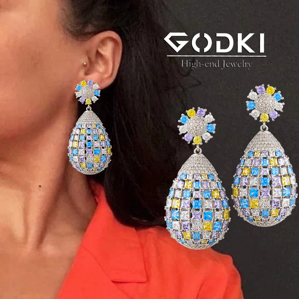 Женские серьги подвески в форме капли с фианитом|Серьги-подвески| |