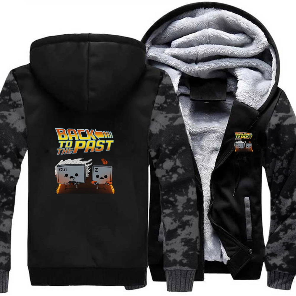 

Button Back To The Pastt Brand Men's Haarajuku Streetwear Thicken Camouflage Hoodies Jackets Coats Sweatshirts Winter Pullovers