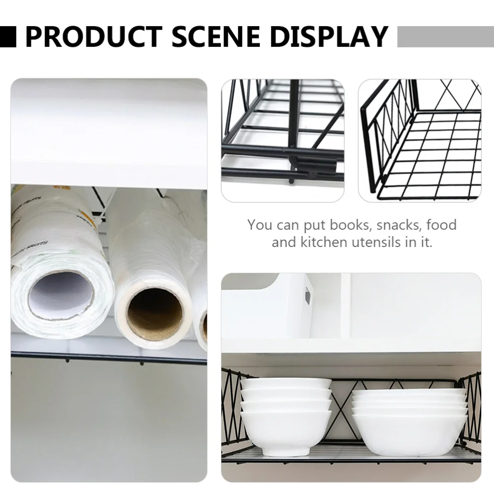 

1pc Iron Hanging Storage Basket Undershelf Iron Basket for Pantry Cabinet
