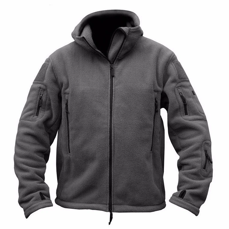 

2021 Men's Winter Comfortable Warm Fleece Tactical Jacket Outdoor Sports Hooded Jacket Soft Shell Hiking Outdoor Military Jacket