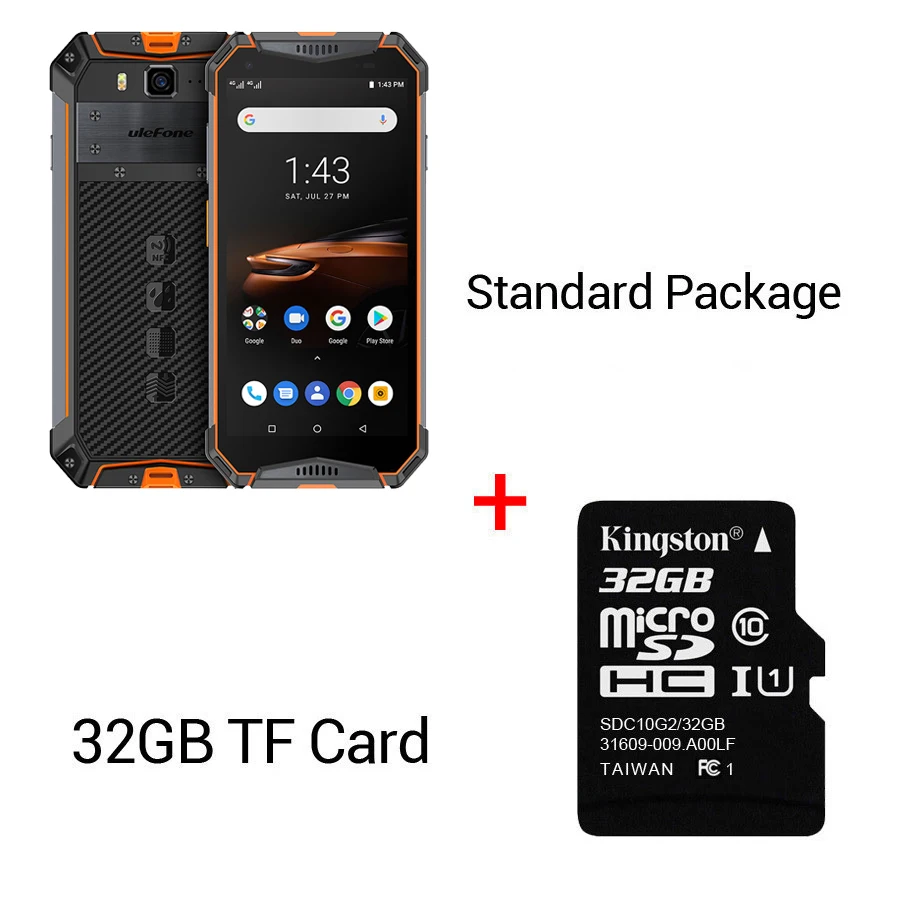 Orange N 32GB Card Ulefone Armor 3W 5," FHD+ Android 9,0 Helio P70 Octa Core 6 ГБ 64 Гб Смартфон 21 МП 10300 мАч 4G OTG NFC мобильный телефон - Цвет: Orange N 32GB Card
