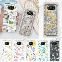 vintage flowers pattern case coque for xiaomi poco x3 pro f3 m3 f1 x3 nfc m2 mi 11 lite 5g 11 ultra note 10 pro 9t cover funda