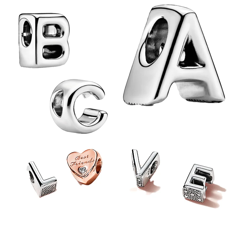 

Бусины из стерлингового серебра 925 пробы, роскошные персонализированные модные женские шармы с буквами, изготовление ювелирных изделий ...