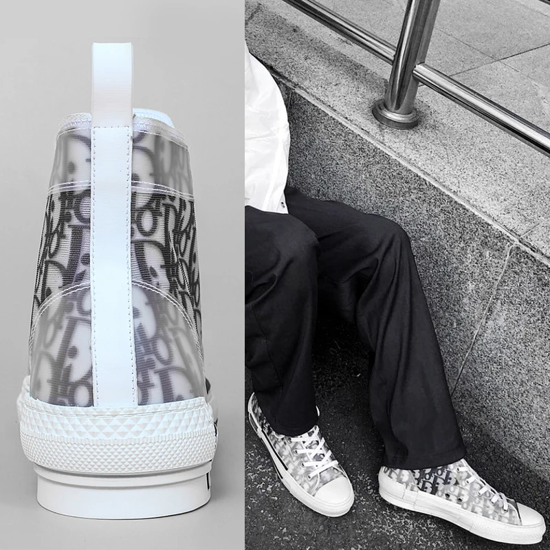 

Mesh lace canvas shoes spring and summer fashion platform transparent high white shoes 2021 women's shoes sports shoes 34-44