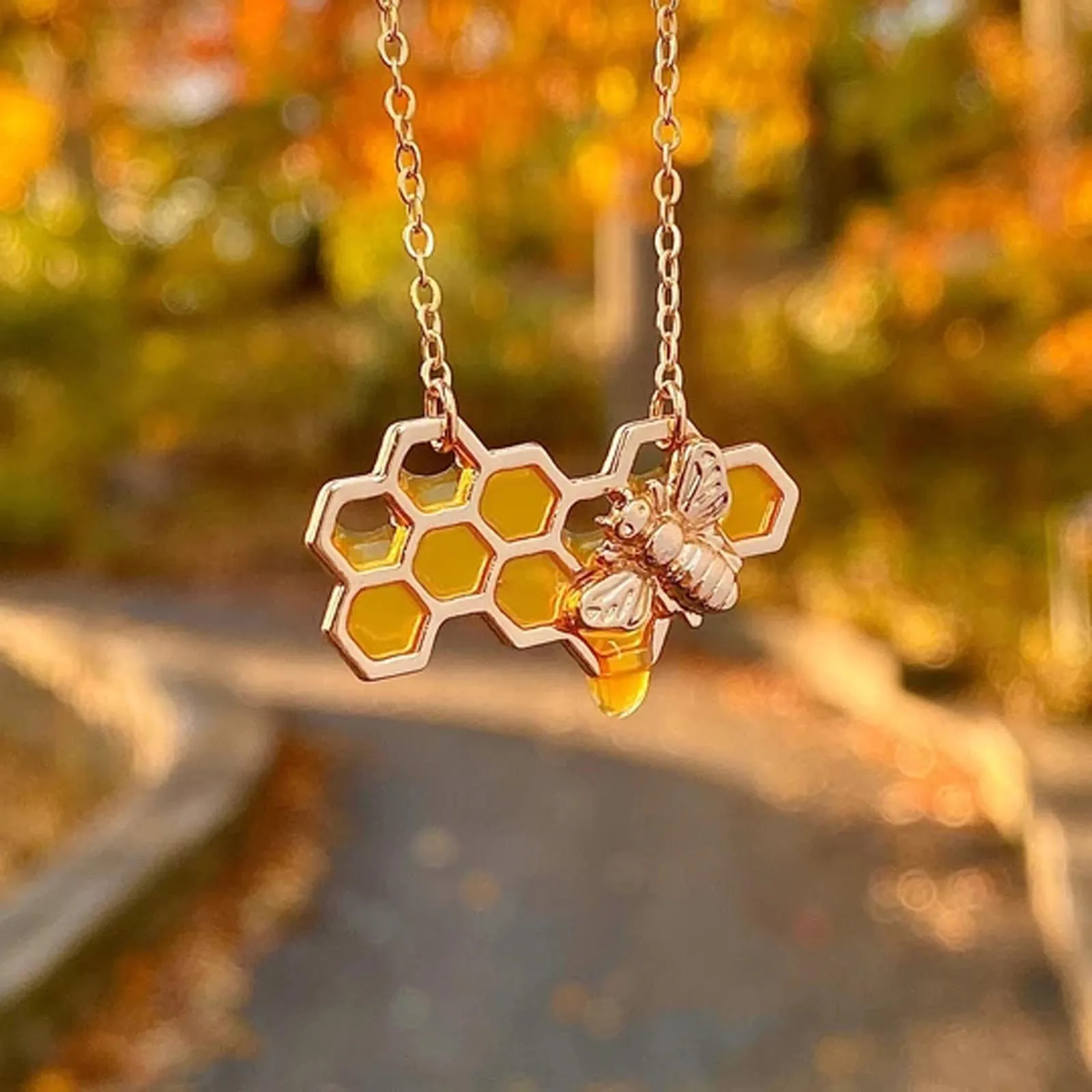 Серебряная и Золотая Пчела на сотах ожерелья подвески модное геометрическое