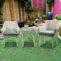 3 Pieces Patio Set Outdoor Wicker Patio Furniture Modern Bistro Set Rattan Chair Conversation Sets with Coffee Table