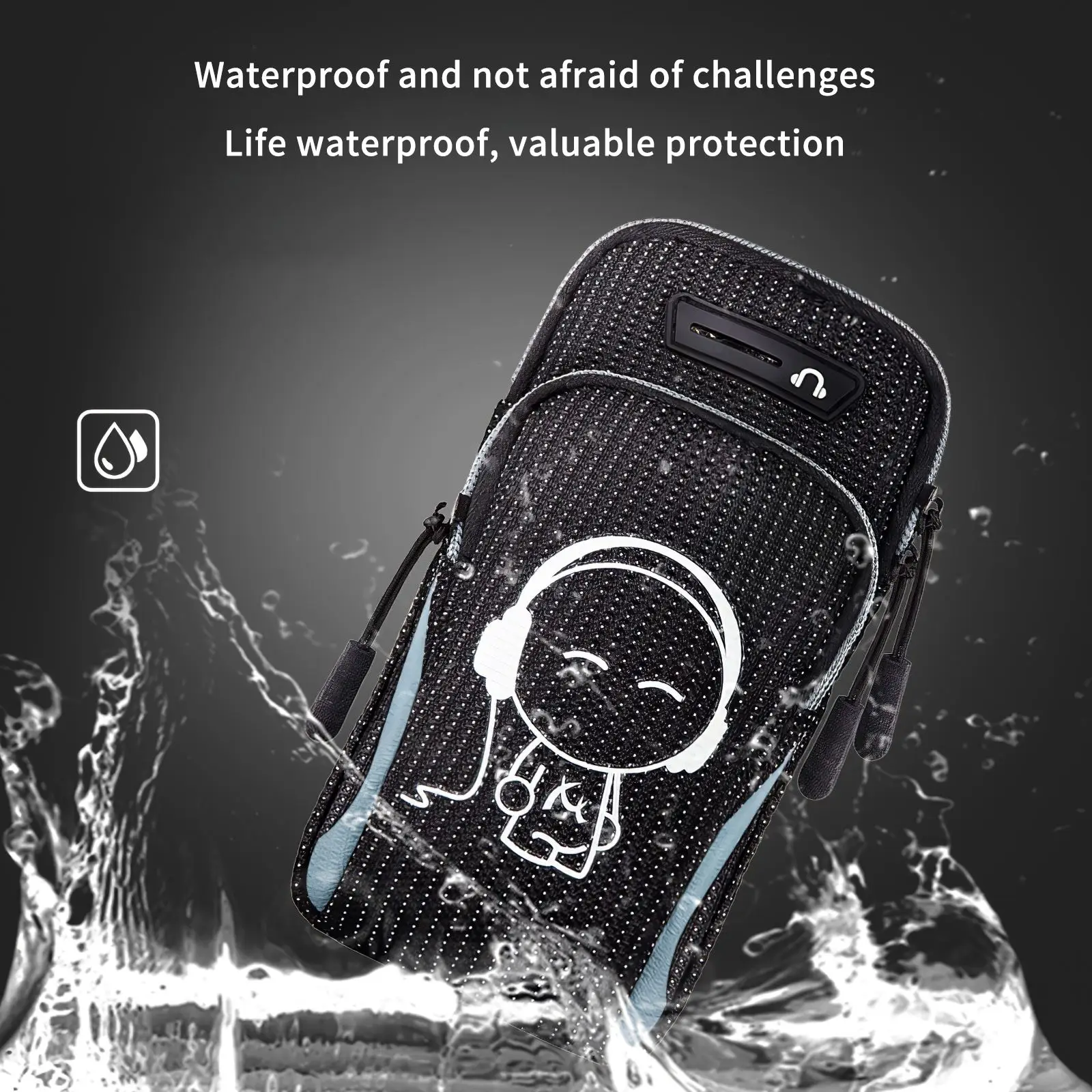 

Simple Style Men Women Armband Bags for Phone Money Keys Outdoor Sports Arm Package Bag with Headset Hole Running Arm Band