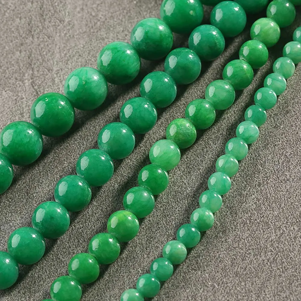 Бисер Jad e гладкий свободный зеленый цвет размер 6 8 10 12 мм подходит для