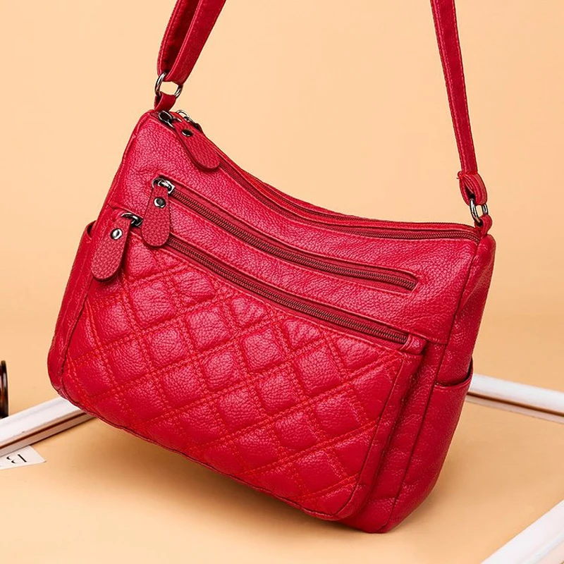 Женская сумка мессенджер 2020new Большая вместительная из мытой кожи с бриллиантами