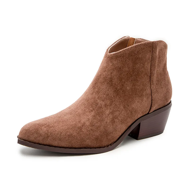 

Corporis big size 36-43 fashion women shoes square heels ankle boots for women flock zip classic women boots 2020 new