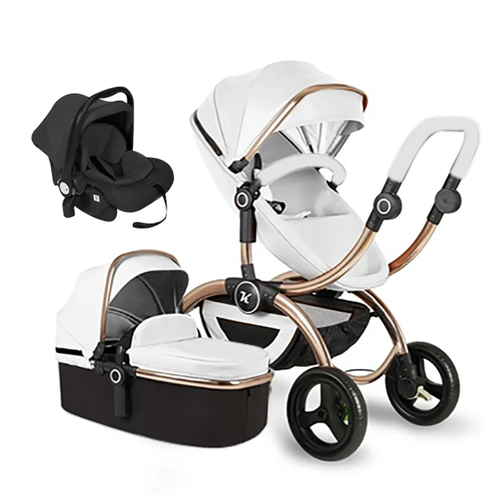 white 3 in 1 B Новая стильная детская коляска 3 в 1, складная детская коляска для автомобиля, независимая детская корзина для сна и автокресло - Цвет: white 3 in 1 B