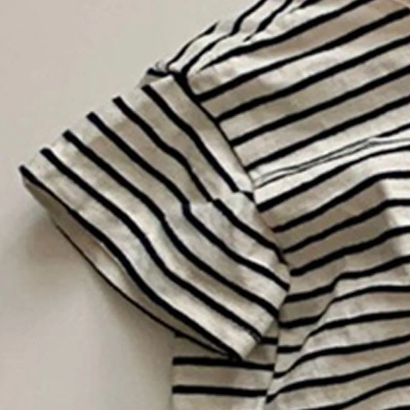 

Baby Boys Girls Clothing Set Summer New Fashion Toddler Striped Short Sleeve Tops+Shorts 2pcs Choildren Loose Sport Suits 0-24M