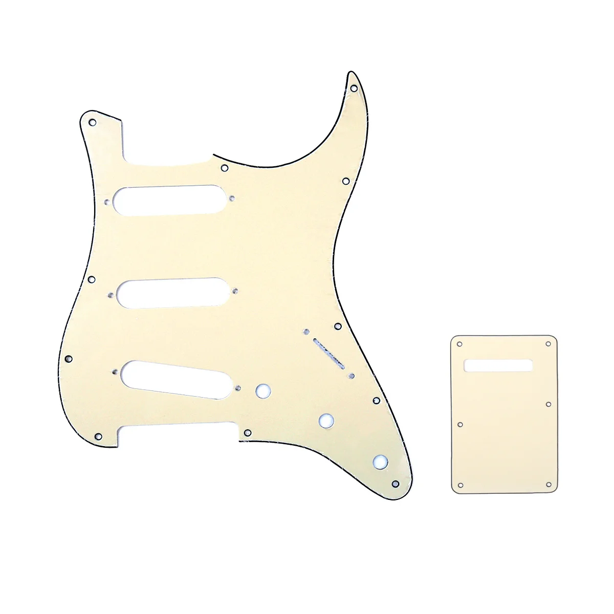 

Musiclily SSS 11 Hole Strat Guitar Pickguard and BackPlate Set for Fender USA/Mexican Standard Stratocaster, 3Ply Cream