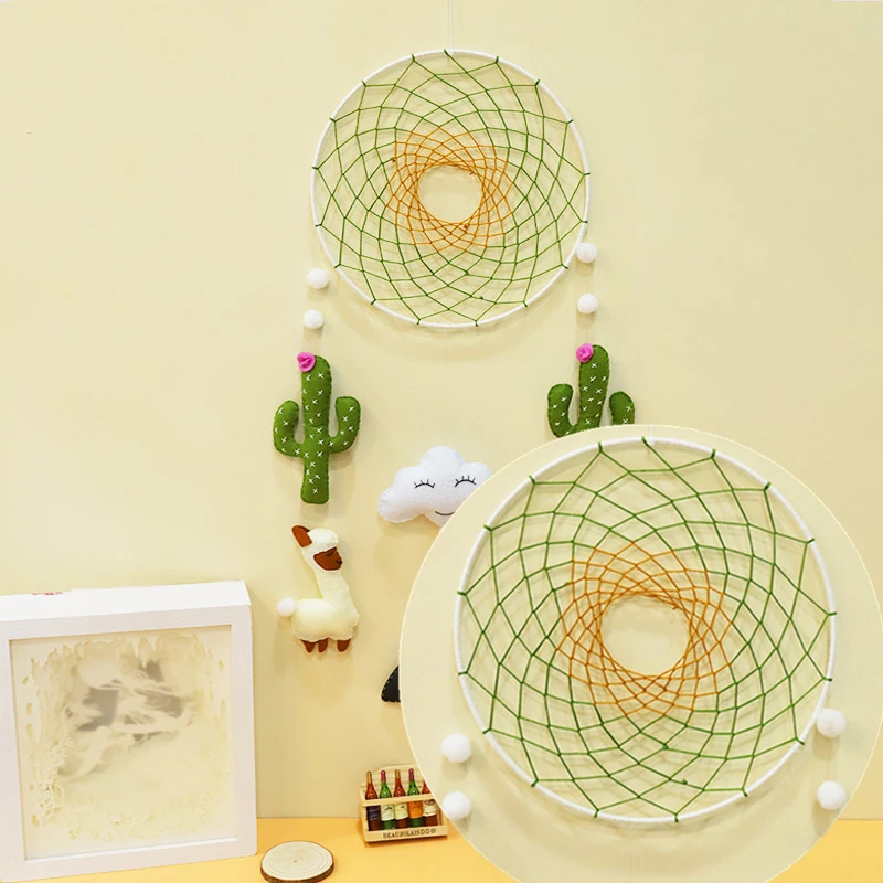 Хранитель снов ручной работы колокольчики в пасторальном стиле кактус Альпака и