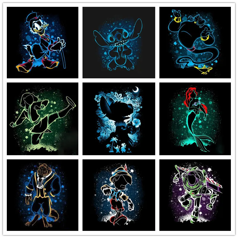 

Алмазная живопись 5D «сделай сам», черное искусство, Дисней, принцесса, Стич, Микки, красавица, чудовище, королева, мозаика для вышивки страза...