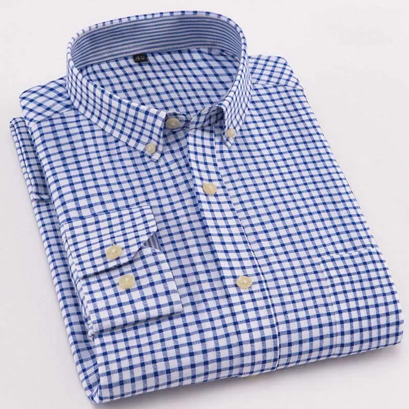 Мужская Повседневная рубашка из ткани Оксфорд полосатая дышащая с длинными