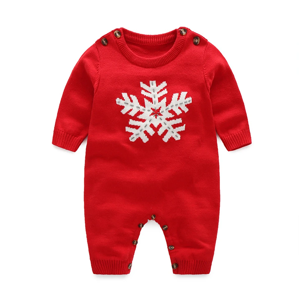 Christmas Baby Boys Girls Sweaters Winter Toddler Clothes With Snowflake Kids Sweater Embroidery Romper |