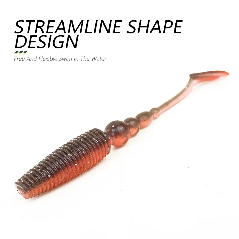 Ardea Mini Soft Bait 8Pcs 65mm 1.6g Silicone worm T-Tail Fishing Lure Artificial Wobblers Jigging Bass Pike Saltwater Tackle