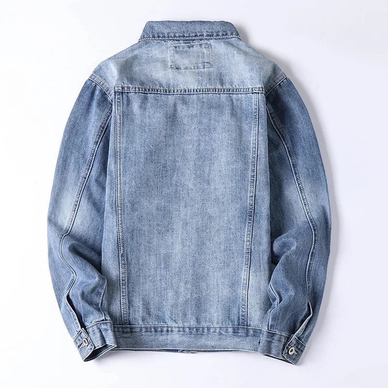 New Mens Denim Jacket Hip Hop Retro Street Casual Pilot Harajuku Fashion Hole Slim Blue Male and Coats black | Мужская одежда