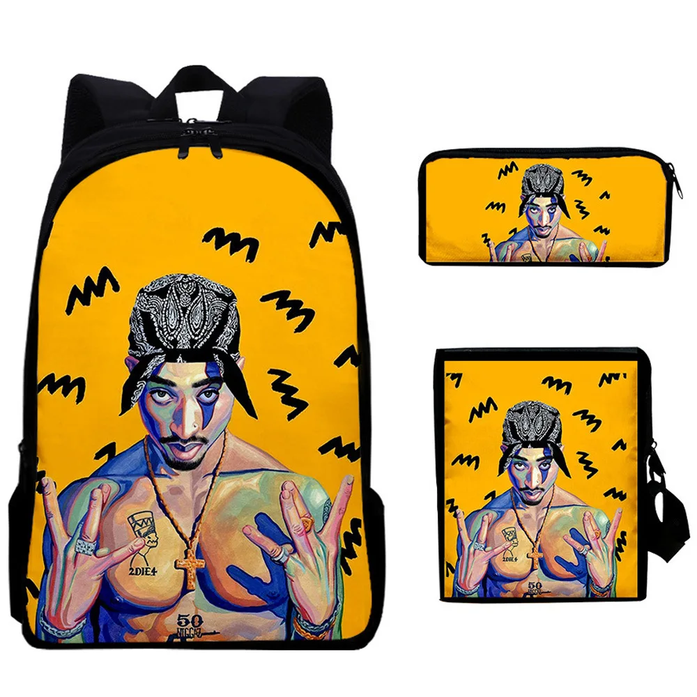 

Новинка 2021, рюкзак 3 шт./компл., модный рюкзак 2pac, сумки на плечо с 3D принтом, школьная сумка в стиле хип-хоп, рюкзаки, студенческий рюкзак
