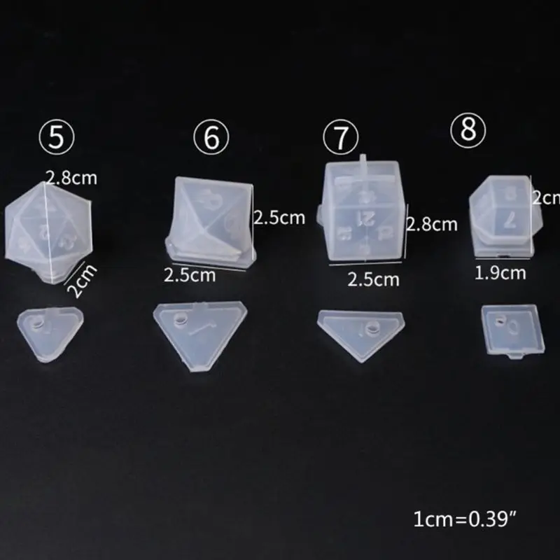 

DIY Crystal Epoxy Mold Dice Fillet Shape Multi-spec Digital Game Silicone Mould