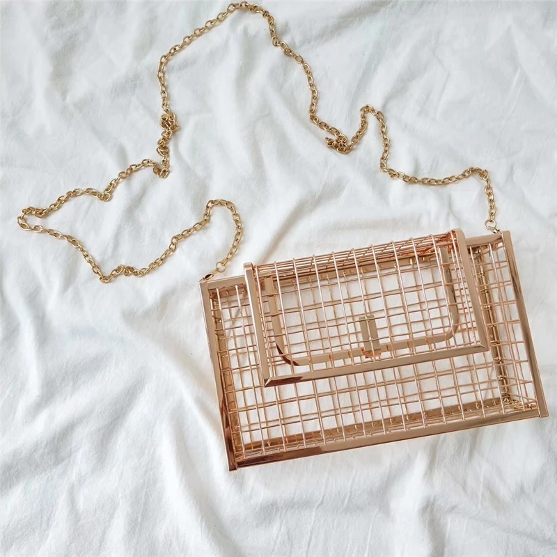 Ажурный клатч INS женская сумка в виде птичьей клетки сумка-тоут металлическая