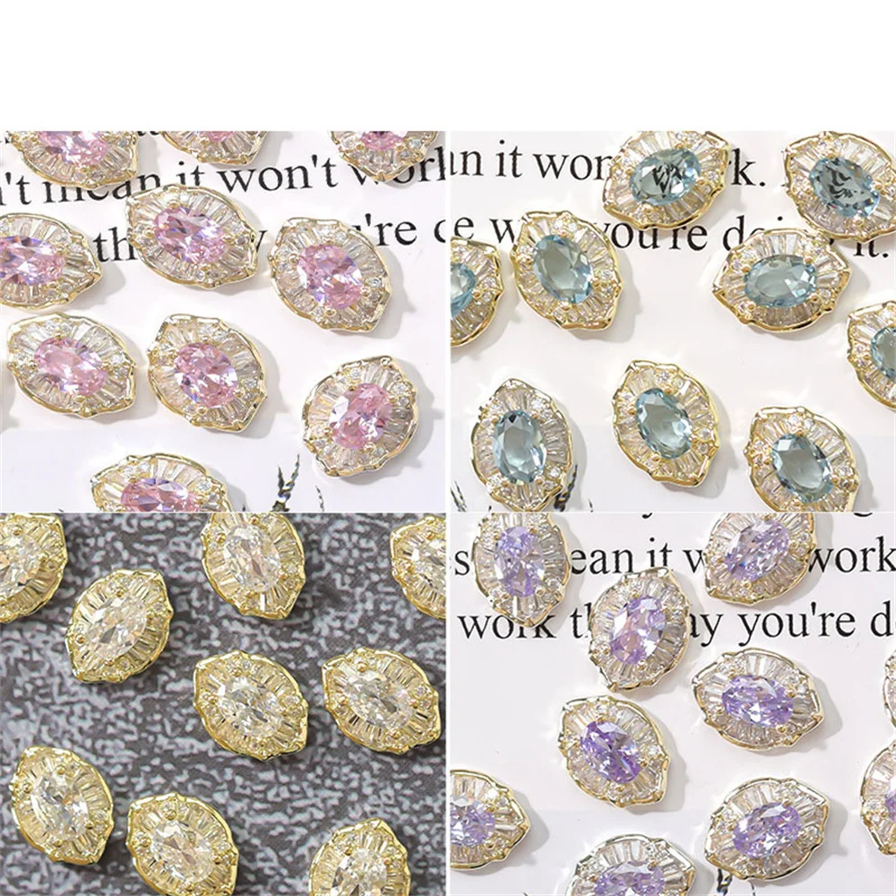 

2021 Korean Nail Art Zircons 4 Colors Metal Diamond-encrusted Finger Nail Crystal Jewelry Charms Luxury Design For Nail Decorat