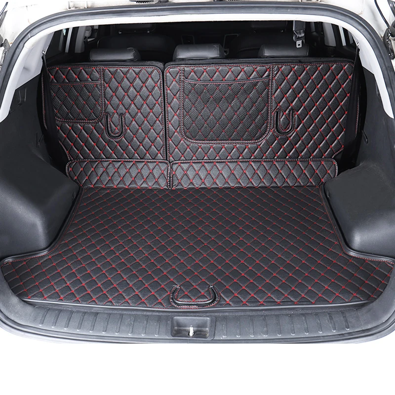 Lsrtw2017 XPE волокна кожи багажник автомобиля коврик для hyundai Tucson - Название цвета: black red 3 pcs