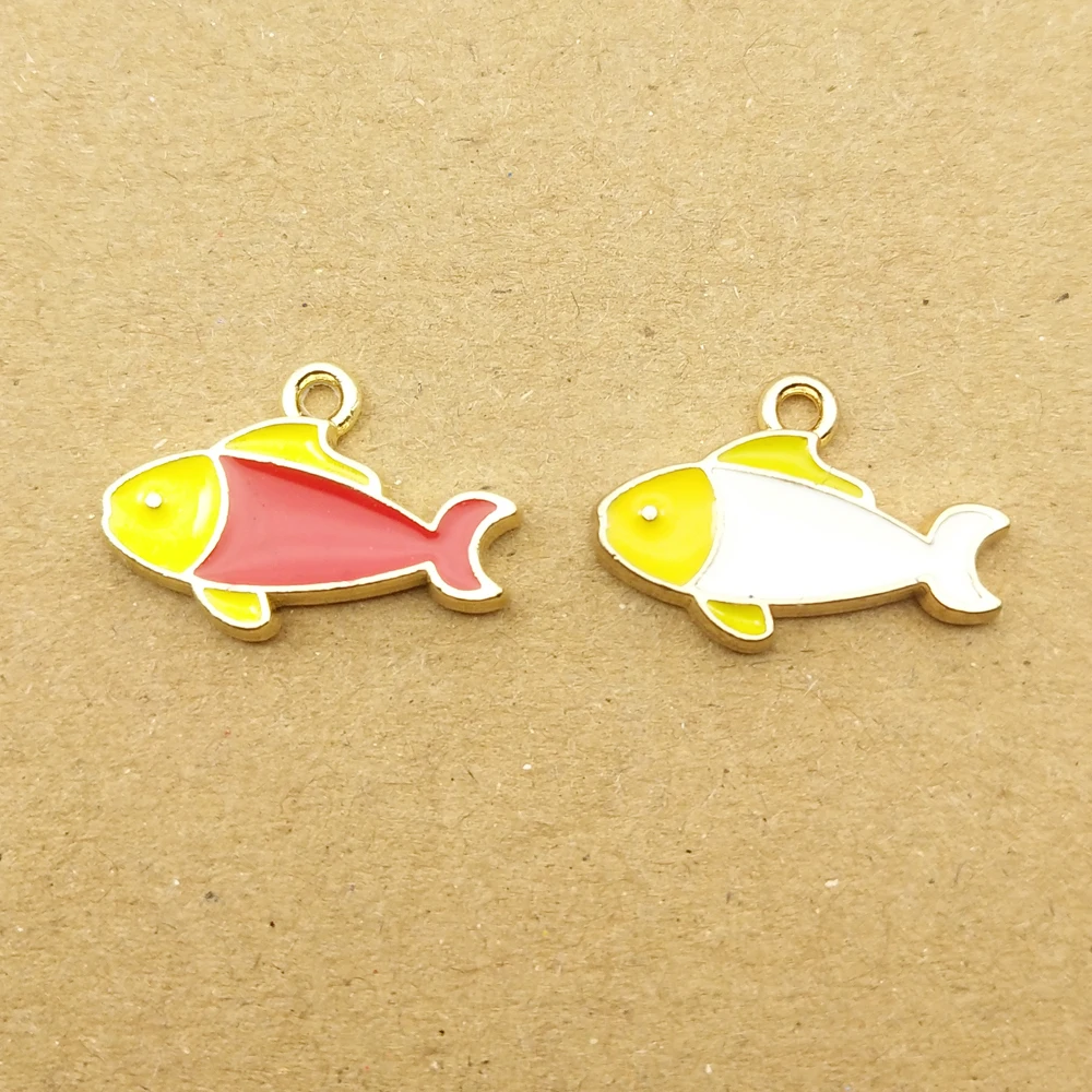 

10 шт 13x18 мм эмалированная Рыба для изготовления браслета Ассорти ювелирные изделия делая серьги кулон ожерелье и браслет