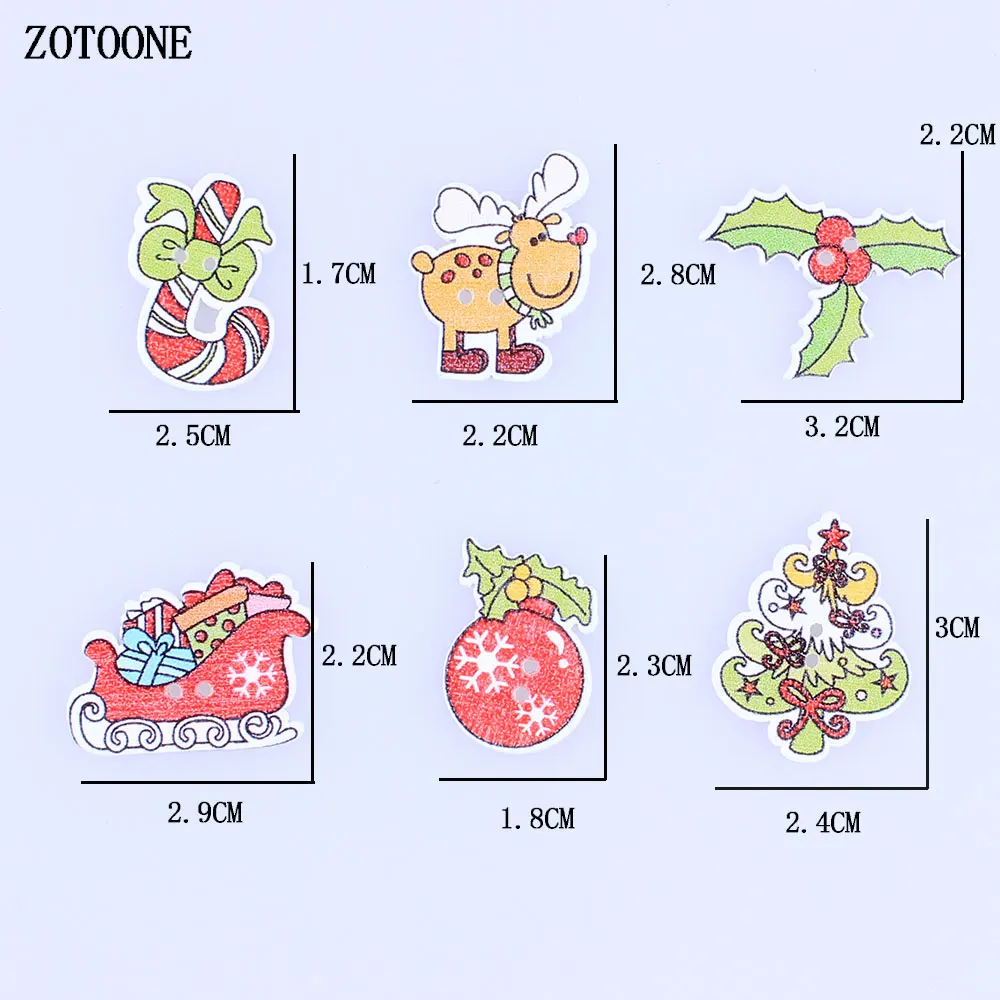 ZOTOONE 50 шт., Смешанная Рождественская швейная деревянная пуговица, детский подарок, кнопки для рукоделия, Рождественский Декор, сделай сам, пуговицы для скрапбукинга