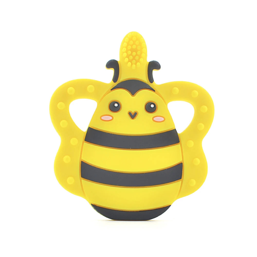 Bee toothbrush LOFCA 1 шт., силиконовая пчелиная зубная щетка, прорезыватель без бисфенола, Детская жевательная игрушка, силиконовая подвеска, пищевой силикон, ожерелье для кормления, аксессуар - Цвет: Bee toothbrush