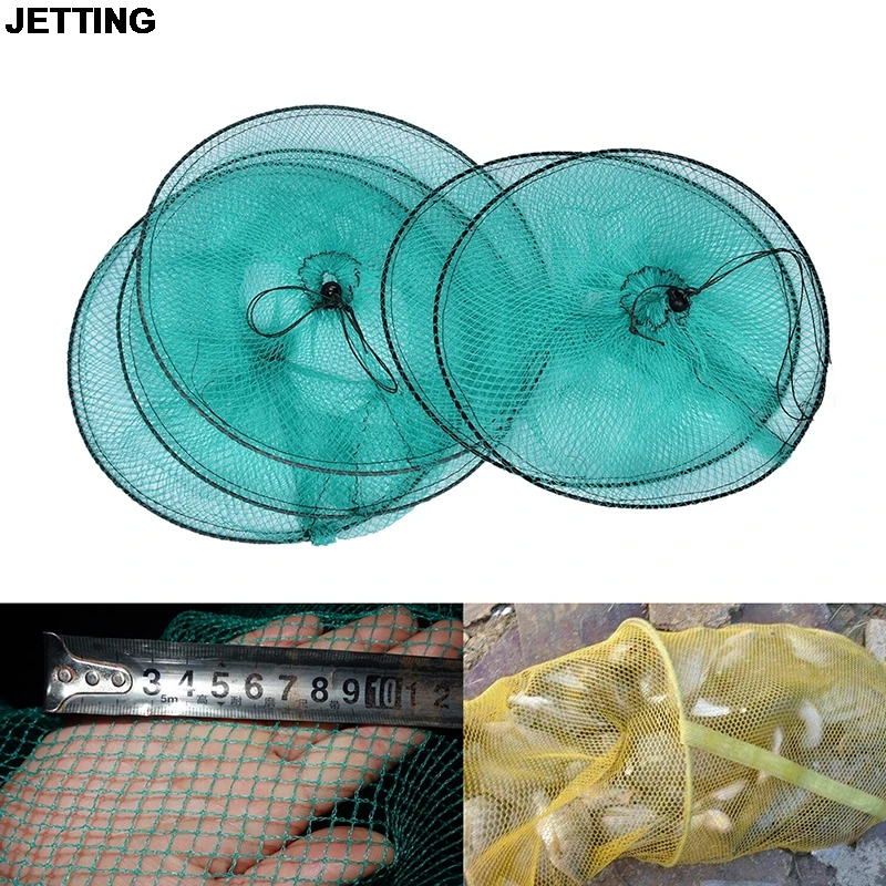 

Folding Round Metal Frame Nylon Mesh Crab Fish Lobster Shrimp Prawn Eel Live Trap Net Bait Fishing Net