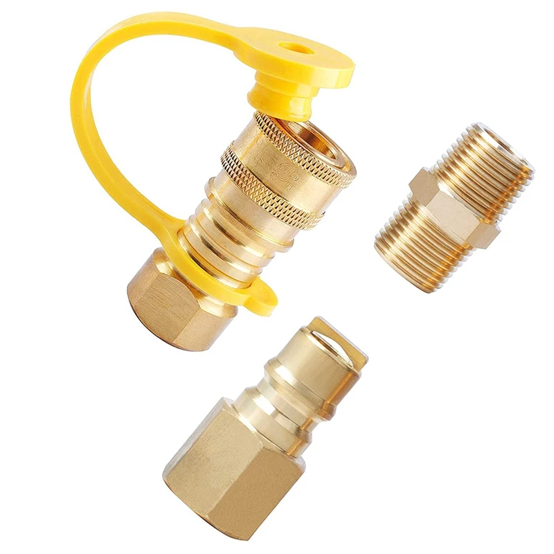 

3/8 Inch Natural Gas Quick Connector Brass 1LP Propane Adapter Fittings Hose Pipe Thread Disconnect Grill Accessories