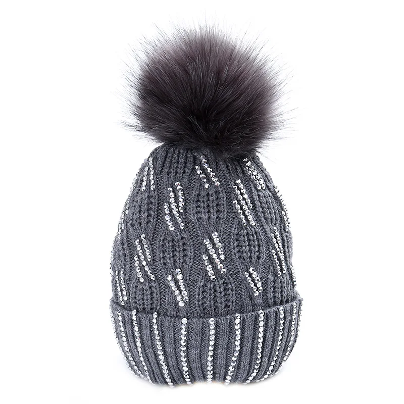 Женская Гламурная зимняя шапка в полоску хлопковая вязаная модная теплая