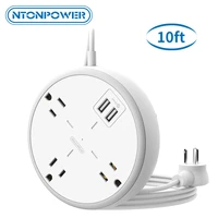 ntonpower travel power strip with usb ports wall mount us flat plug 3 outlets 2 usb charging station for hometraveloffice