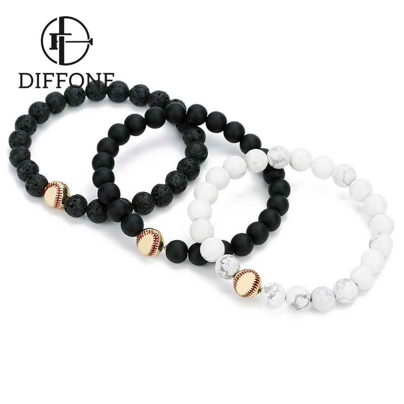 Женский и мужской футбольный браслет Diffone милый из натуральной белой бирюзы