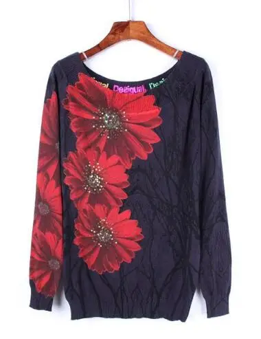 DESIGUAL испанский Deg стиль мульти Тип эластичный с длинными рукавами один воротник трикотаж джерси свитер