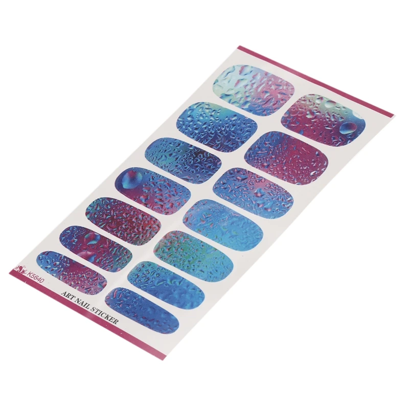 1 лист 3D Для женщин нейл арта с изображением голубого океана капли наклейка для