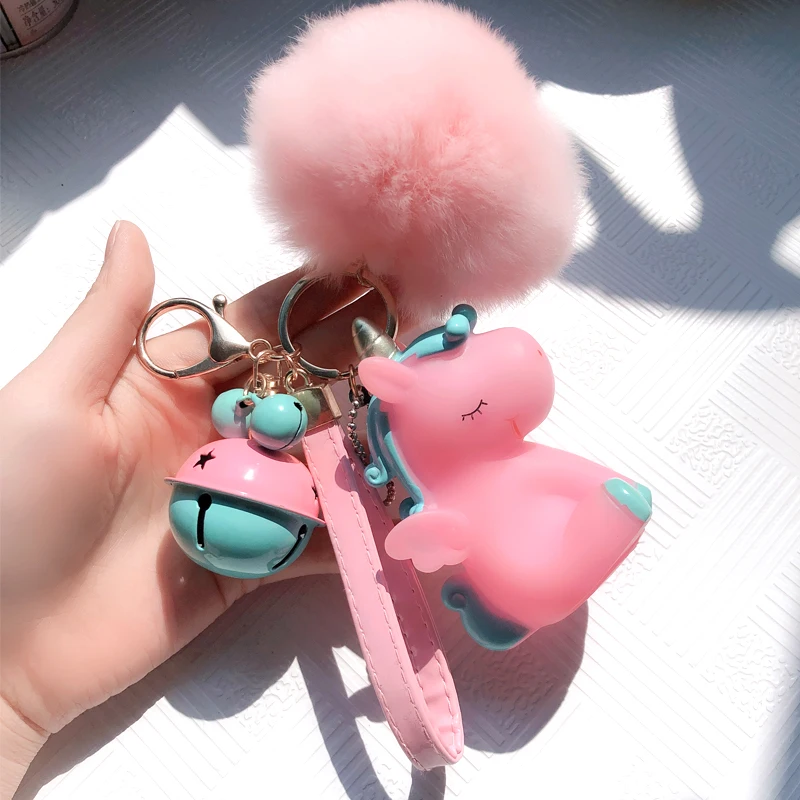 Помпон единорог брелок для ключей кольцо безделушка круглый шар подарок женщин