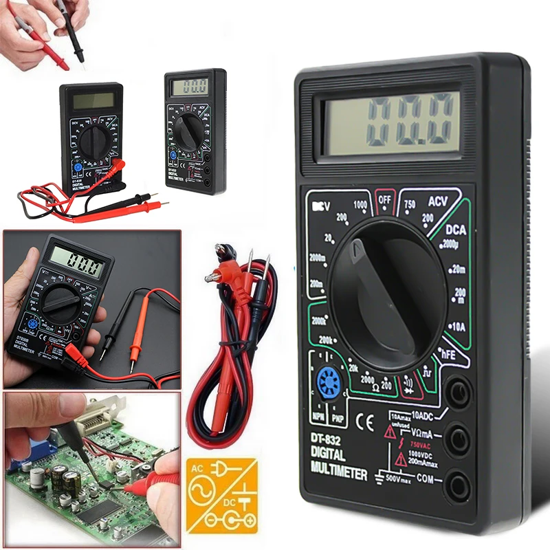 Портативный цифровой мультиметр ЖК амперметр переменного/постоянного тока
