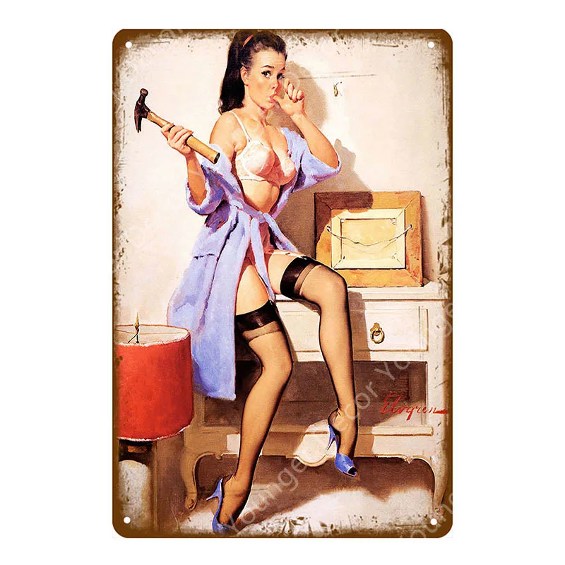 YD3162EI Винтаж ретро сексуальная леди Pin Up девушка живопись оловянные знаки металлический плакат стикер стены бар кофе дом клуб домашний декор YI-076 - Цвет: YD3162EI