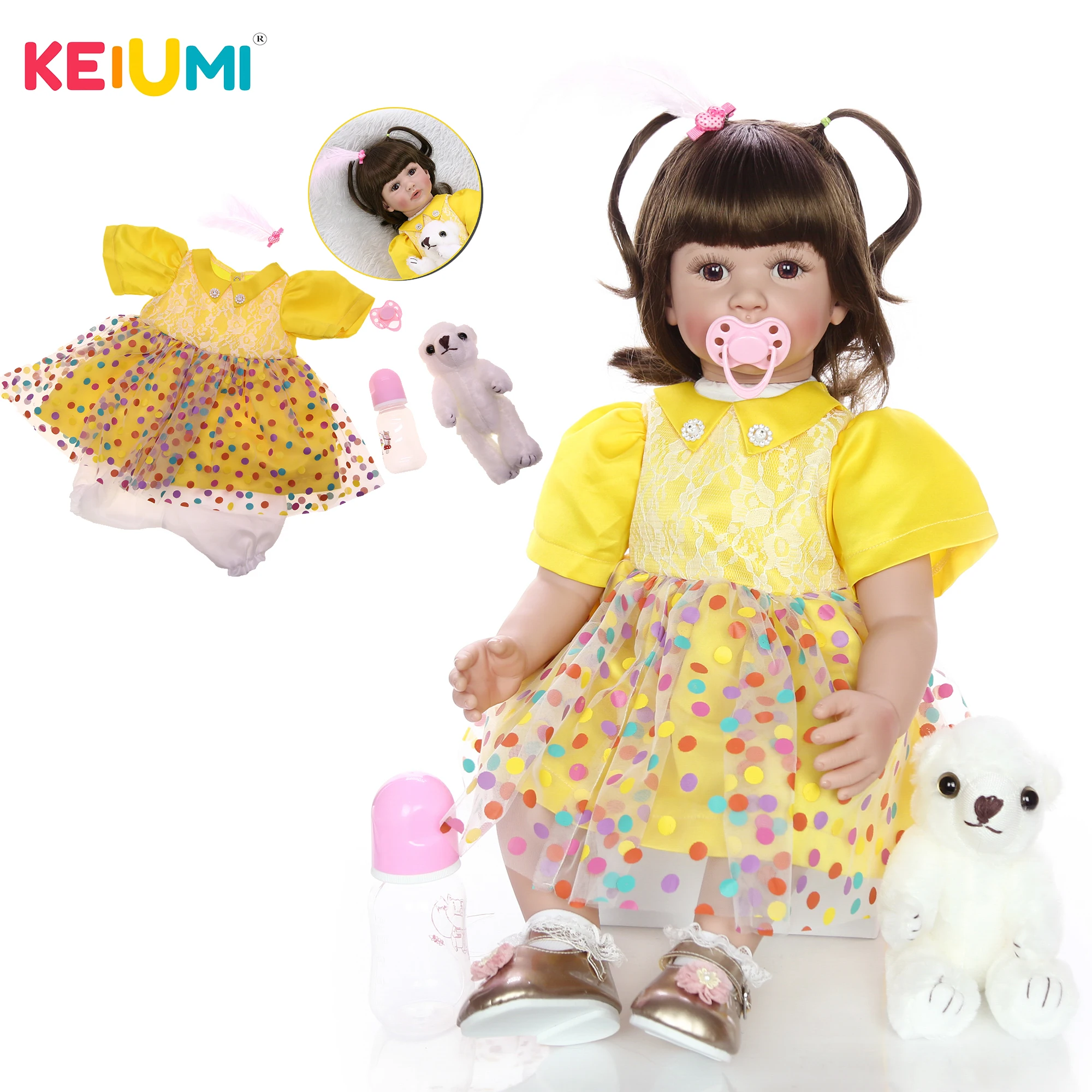 Модная Кукла KEIUMI 24 дюйма 60 см Reborn Baby Doll игрушки принцессы для малышей куклы